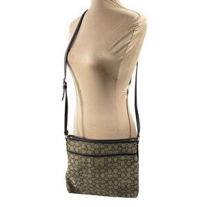 Coach Canvas File Crossbody In Signature Jacquard Brown Tan Gold